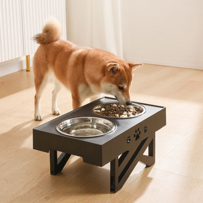 Large Dog Food Bowl Elevated Adjustable Stainless Steel Double Bowl Container Lift Tabel Pet Drinking Water Feeder with Stand