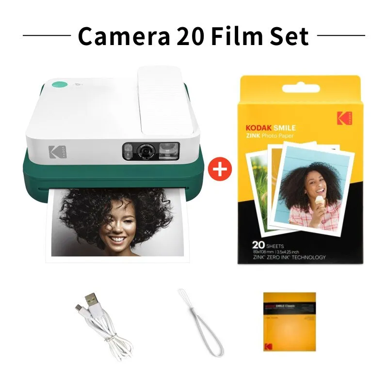 Kodak Smile Classic Instant Camera + 3.5x4.25 Zink Photo Paper (10
