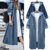 ZZOOI Hooded Outwear Denim Coat For Women Winter Clothes Women Long Overcoat Jacket Coat Jean Sleeve Womens Blouse Veste Femme