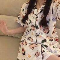 Japanese Cartoon Crayon Xiaoxin Same Pajamas Womens Summer Short Sleeve Shorts Cardigan Cartoon Student Homewear Suit