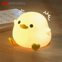 LIZHOUMIL Led น่ารักไฟเซนเซอร์กลางคืนเป็ดถั่วโคมไฟตั้งโต๊ะแบบชาร์จได้เซ็นเซอร์สัมผัสห้องนั่งเล่นหลอดไฟสำหรับห้องนอนข้างเตียง