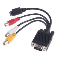 VGA Ke S Video 3 RCA Male-Female Converter Composite AV TV Output Adapter UNTUK PC Laptop Tablet Komputer Laptop Kabel Auxiliary