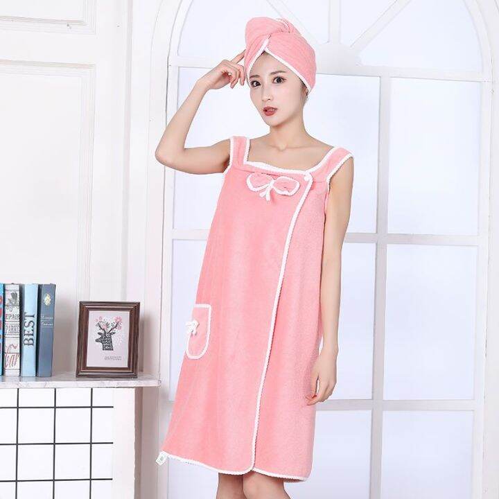 ONE HOME [FREE GIFT] household wearable bathrobes bath skirt towers