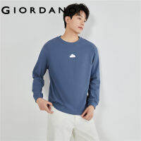 GIORDANO Men T-Shirts Cloud Badge 100% Cotton Tee Crewneck Long Sleeve Comfort Simple Basic Fashion Casual Tshirts 18023931