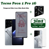 3in1ฟิล์มเซรามิก Tecno Pova 5 Pro ฟิล์มกระจก iPhone X พร้อม Privacy ป้องกันการสอดแนม Tecno Pova 5ฟิล์มโปรจอปกป้อง Tecno Pova 5 + ฟิล์มเลนส์ + ฟิล์มด้านหลัง