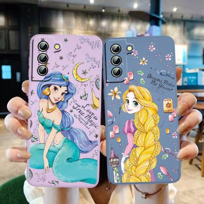 Disney Pretty Princess Phone Case For Samsung Galaxy S23 S22 S21 S20 S10 Ultra Plus Pro Lite Liquid Candy Color Shell Fundas