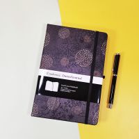 《   CYUCHEN KK 》 Black Floral A5 Bullet Dotted Journal 160gsm Ultra Thick Elastic Band Hard Cover Notebook