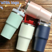 591ml simple stainless steel car cup with logo multi-color with straw insulation cup new coffee mug2023