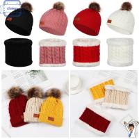 CHOLASEY Girls Boys Winter Warm Toddler Baby Beanie Cap Knitted Neckerchief Hat Scarf Set Hemming Hat