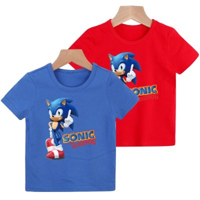 【Candy style】 เสื้อยืดแขนสั้นพิมพ์ลายการ์ตูน Sonic ฤดูร้อนสําหรับเด็กผู้ชาย 8 สี