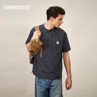 SIMWOOD ชุดเสื้อผ้าผ้าฝ้าย Dada 100เสื้อยืดใหญ่กว่าปกติใหม่สำหรับฤดูร้อนเสื้อมีกระเป๋า2023 SL130049