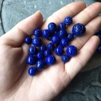 【✲High Quality✲】 x15d7e Lapis Lazuli ทรงกลมแกะสลัก8มม./10มม./12มม. สำหรับทำเครื่องประดับ Diy สายคล้องแว่นตาลูกปัดทำลูกปัด Fppj หินอัญมณีธรรมชาติ