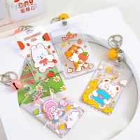 ✆☌  Korean Student Card Cover Sleeve Transparent Cute Gift Cartoon Acrylic Bus Card IC Card Protection Holder Bags Case with Bell