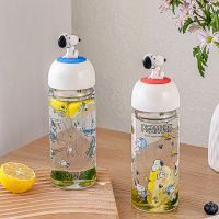 Original- Snoopy Snoopy Doll Glass Cartoon Portable Tropical Resistant Tea Drain Straight Drinking Water Cup