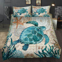 New Lovely Bay Turtle Marine Sea Bedding Set Adultkid Girls Duvet Cover Bed Sheet Tortoise Full Queen Twin Bed Linen