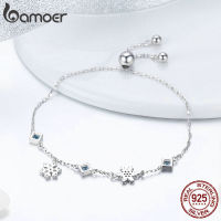 BAMOER New Collection 925 Sterling Silver Winter Snowflake Women Bracelets Chain Link Bracelet Sterling Silver Jewelry BSB001