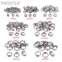 Proster 130ชิ้น TUV 6-21มิลลิเมตร304สแตนเลสหูเดียว Stepless ท่อ C Lamps Assortment C Inch หนีบแหวนจีบชุดเครื่องมือ