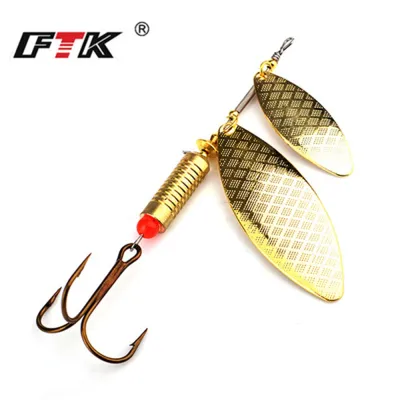 FTK Fishing Lure Long Cast Double Spinner Bait 1pcs 20g 1 hook Fishing Tackle Artificial Hard Slice Metal Lures for Pike Fishing