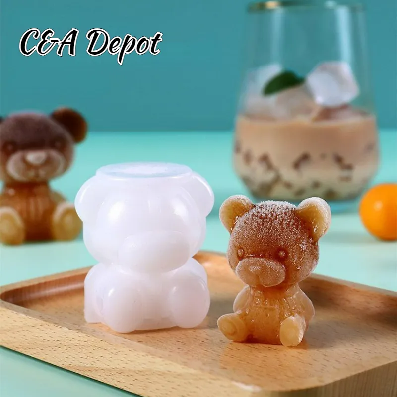 Bear Ice Cube Mold With Lid, Silicone Ice Making Tool, Ice Storage