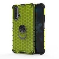 Case สำหรับ Huawei nova 5T รังผึ้งไฮบริดที่มีความทนทานเกราะปกคลุมด้วยแหวนนิ้วผู้ถือขากันกระแทกปลอก