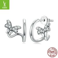 [COD] Amazons new simple s925 silver butterfly earrings ladies niche design double SCE1481