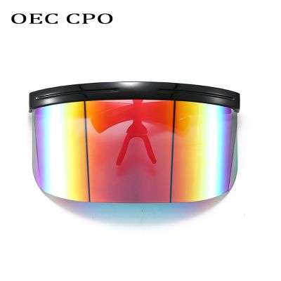 Oversized Windproof Mask Goggles Sunglasses Women  Fashion One Piece Rimless Sunglasses Men Outdoor UV400 Crystal Glasses O960 Cycling Sunglasses