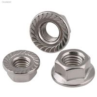 ☫ M4 M5 M6 M8 M10 M12 Left Hand Flange Nut 304 Stainless Steel Reverse Thread Hexagon Serrated Spinlock Flange Nuts