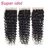 HD Transparent Brazilian remy human hair Deep Wave 4X1lace Closure hair Swiss lace Natural black Pre-Plucked with Baby Hair