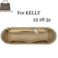 สำหรับ Kelly25/28/32กระเป๋าแต่งหน้ากระเป๋าถือจัดระเบียบกระเป๋าซิปแทรกฐานเครื่องไสการเดินทางกระเป๋าสัมภาระเครื่องอาบน้ำสักหลาด Tas Kosmetik เด็กผู้หญิง