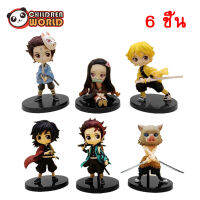 Demon Slayer ดาบพิฆาตอสูร 6Pcs 10Pcs อะนิเมะฟิกเกอร์ตัวการ์ตูนแอคชั่นเดสก์ท็อปเครื่องประดับของเล่นโมเดล