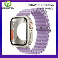 เคสฐาน360 ° + Tali Jam Tangan Karet สำหรับสายคาด Apple Watch 8 7 6 SE 5 4 45มม. 44มม. ฝาครอบอัปเกรดรูปลักษณ์ของสร้อยข้อมือซิลิโคนเป็นพิเศษ49มม.