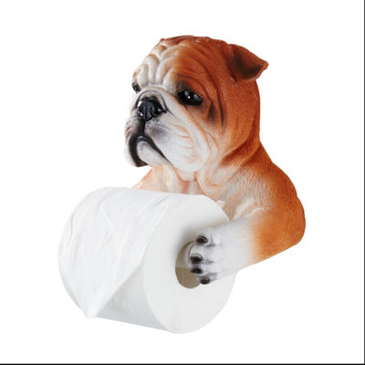 Gray Dog Toilet Paper Holder Toilet Hygiene Resin Tray Free Punch Hand Tissue Box Household Paper Towel Holder Reel Spool Device