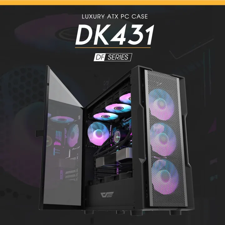 darkFlash DK431 PC CASE ATX Mid Tower & Free 4Pcs C6 ARGB Fan | Lazada