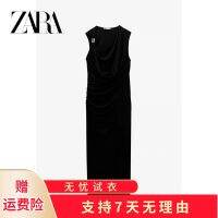 ZARAˉ 1198011 800ฤดูร้อนใหม่สีดำเข็มขัดแสดงความเสียใจแสดงเอวบางๆตกแต่ง FuLiao เดรสยาวพับเป็นของแท้หญิง