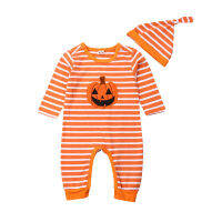 Cherful655 UniBaby Baby Girl Boy Halloween Costumes Print Pumpkin Long Sleeve Romper Jumpsuit Fall Clothes 0-24M On Sale