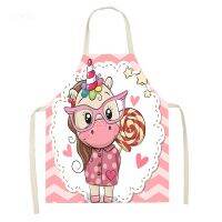 Cartoon Unicorn Print Apron Cute Girly Heart Pink Apron Adult Cooking Accessories Childrens Painting Anti-fouling Decoration Aprons