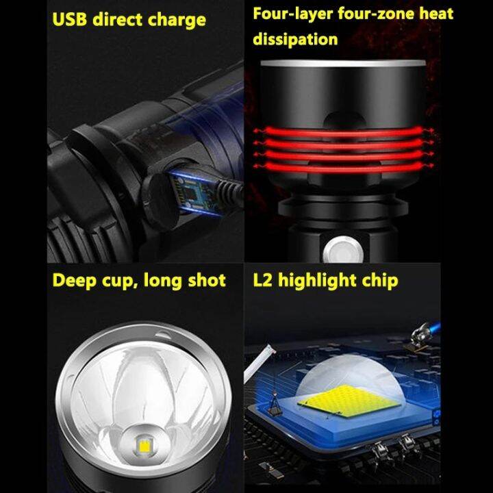 p70-tactical-lamp-flashlight-outdoor-high-power-led-usb-rechargeable-aluminum-alloy-torch