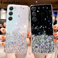 สำหรับ Samsung S23 FE เคสเลื่อมเงางามลายดวงจันทร์เต็มดวงระยิบระยับเคสใสท้องฟ้าเต็มไปด้วยดวงดาวนุ่มสำหรับ Samsung Galaxy S23 FEเคสมือถือฝาหลัง