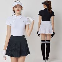 Blktee Lady Golf Short-sleeve Shirts Slim Sports T-shirts High Waist Pleated Skirt Women A-lined Skorts Clothing Sets S-XXL