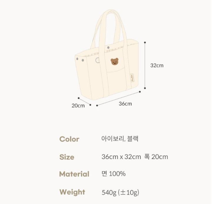 กระเป๋าถือผ้าใบถุงผ้าอ้อมลูกหมีเกาหลีสำหรับเดินทางความจุมากระบายอากาศได้ดีกระเป๋าสำหรับคุณแม่