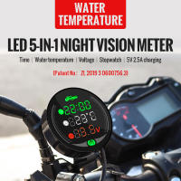 Led 5-In-1 Night Vision รถจักรยานยนต์เครื่องวัดอุณหภูมิน้ำสำหรับเวลาอุณหภูมิแรงดันไฟฟ้านาฬิกาจับเวลา Usb Charger