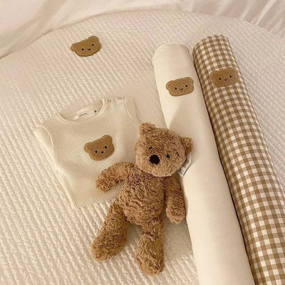 Cartoon Bear Embroidered Baby Bed Bumper For Newborns Infant Bedding Crib Around Cushion Cot Protector Kids Sleeping Pillow Long