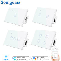 【2023】Wifi Wall Touch Sensitive Switch รีโมทคอนล1 2 3 4 Gang Wireless Led Light Smart Touch Screen Switch Glass US Standard