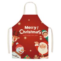 Christmas Cartoon Golden Elk Pattern Linen Oil-proof Sleeveless Adult Apron Housework Cleaning Kitchen Baking фартук для кухни Aprons