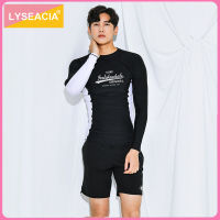 ➦ LYSEACIA M-4XL คนรักชุดว่ายน้ำผู้หญิงผู้ชายแขนยาวชุดว่ายน้ำท่องผื่นยามฤดูร้อนคู่ชุดว่ายน้ำหญิงชาย Rashguards สองชิ้นชุดว่ายน้ำ