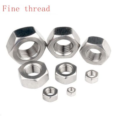 DIN934 Fine thread hex nut Stainless steel A2 SUS 304 M6*0.75 M8*1.0 M10*1.0/1.25 M12*1.0/1.25/1.5 M14*1.5 M16*1.5 M20*1.5 Nails  Screws Fasteners