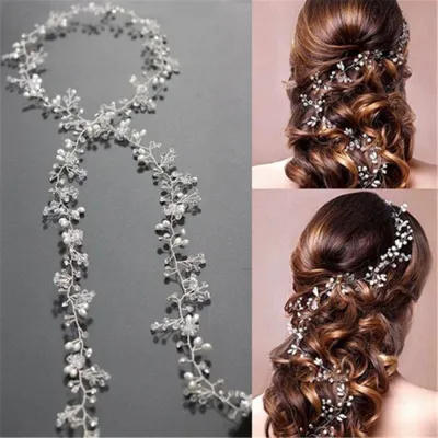 2019 Charm Hand Woven Crystal Pearl Headband Flower Headpiece Hair Vine Women Hair Jewelry Bridal Wedding Hair Accessories