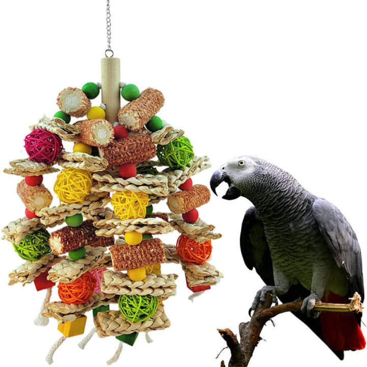 wooden-rattan-ball-toy-xuanfeng-bird-toy-bird-bite-string-toy-bird-destroying-toy-parrot-chew-toy-large-bird-toy