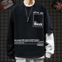 ASRV หน้าหนาวใหม่เย็บเสื้อกันหนาวแขนยาวผู้ชายแนวโน้มนักเรียนทุกการแข่งขันเสื้อยืดคอกลมหลวม