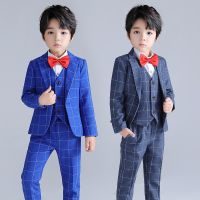 [COD] Childrens suit autumn and winter new foreign style plaid baby one-year-old dress boy catwalk photography